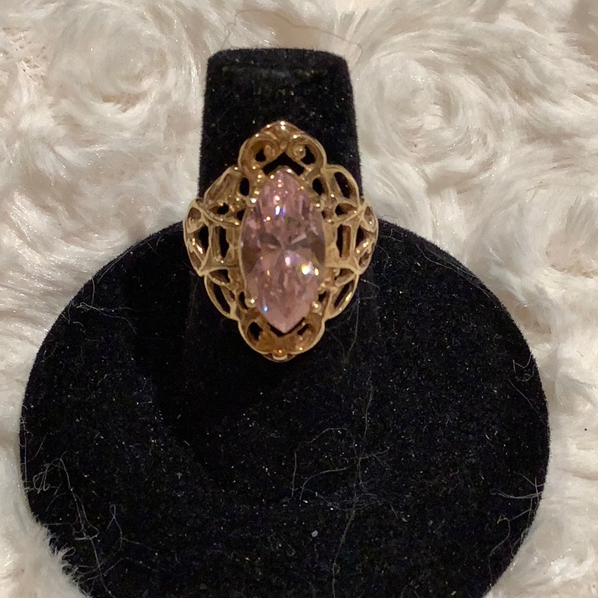 10k Gold Marquise Pink Ice Ring